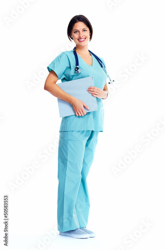 Photo: Smiling medical doctor woman with stethoscope. Smiling medical doctor woman with stethoscope.