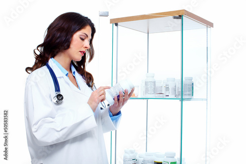Photo: Pharmacist woman. Pharmacist woman.