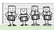 Personnages en train de se faire identifier dans un commissariat