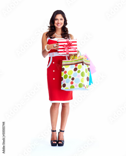 Photo: Beautiful woman with a shopping bag. Beautiful woman with a shopping bag.