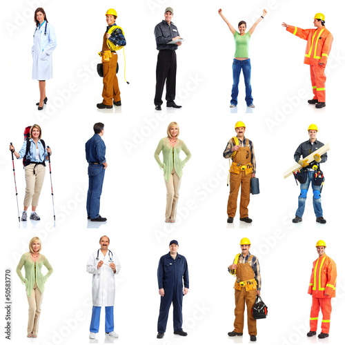 Photo: Group of workers people set. Group of workers people set.