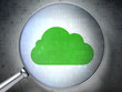 Cloud computing concept:  Cloud with optical glass