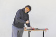 Photo: smiling Man working wood smiling Man working wood