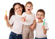 Happy family with toothbrushes