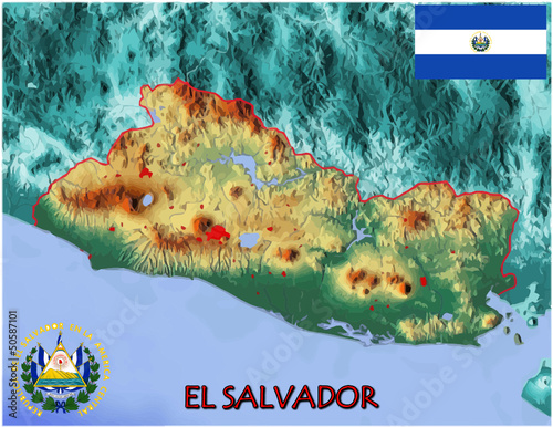 Vector: El Salvador Central America national emblem map symbol motto El Salvador Central America national emblem map symbol motto
