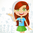 Cute girl of school-age tells the story