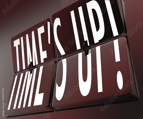Illustration: Time's Up Words Retro Clock Flipping Tiles Deadline Time's Up Words Retro Clock Flipping Tiles Deadline