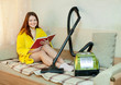 woman rests from household chores