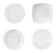different plates isolated on white background with clipping path