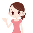 ピンクのワンピースを着た可愛い女性　案内