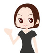 黒いワンピースを着た綺麗な女性　案内