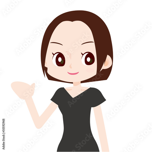 Illustration: 黒いワンピースを着た綺麗な女性 案内 黒いワンピースを着た綺麗な女性 案内