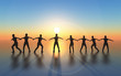 Winning and successful team with joint mission
