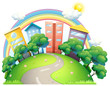The high buildings and the rainbow
