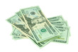 pile of US dollars isolated on white background