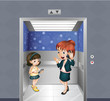 A woman and a child at the elevator