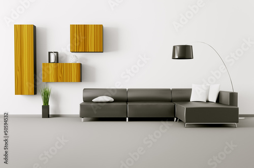 Illustration: Interior of modern living room 3d render Interior of modern living room 3d render
