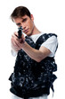 Photo: young and handsome man with a gun in his hand young and handsome man with a gun in his hand