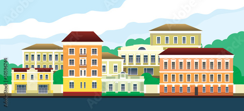 Vector: City landscape with beautiful old buildings. Vector City landscape with beautiful old buildings. Vector