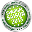 Button "Spargelsaison 2013" grün/silber