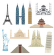 Travel icons, monuments, most popular destinations