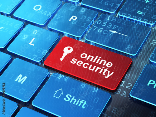 Illustration: Safety concept: Key and Online Security on computer keyboard bac Safety concept: Key and Online Security on computer keyboard bac