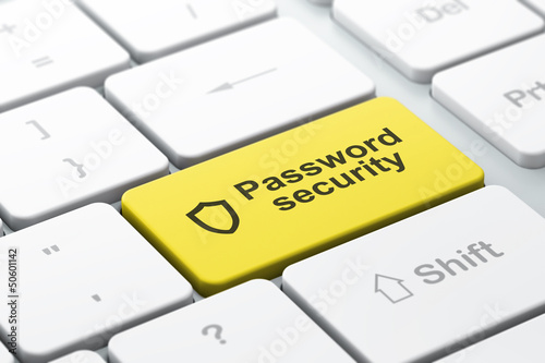 Illustration: Safety concept: Contoured Shield and Password Security on comput Safety concept: Contoured Shield and Password Security on comput