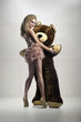 Sexy blonde with huge teddybear
