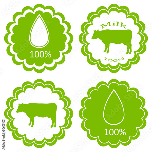 Vector: Farm animals market ecology organic milk label vector background Farm animals market ecology organic milk label vector background