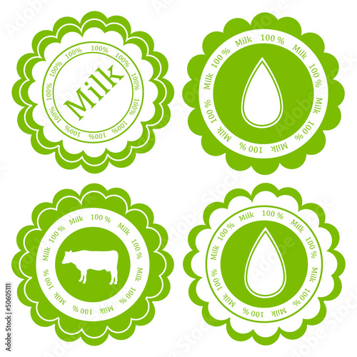 Vector: Farm animals market ecology organic milk label vector background Farm animals market ecology organic milk label vector background
