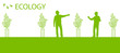 Tree planting vector background ecology card