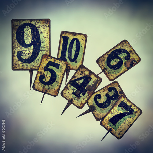 Photo: vintage tin plate numbers vintage tin plate numbers