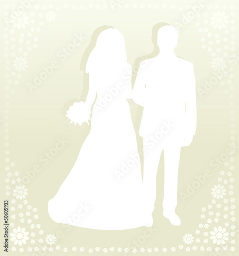 Vector: Wedding card with man and women in vector background Wedding card with man and women in vector background