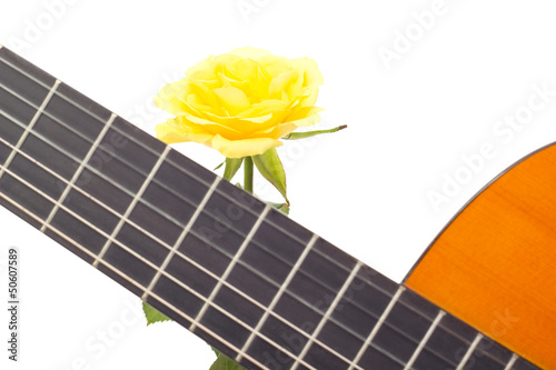 Photo: Beautiful yellow rose with guitar Beautiful yellow rose with guitar