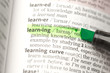 Learning definition highlighted