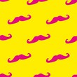 Seamless yellow vector pattern with neon pink mustache