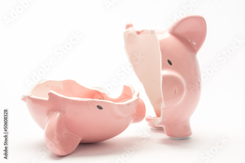 Photo: Piggy bank cracked Piggy bank cracked