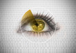 Close up of woman eye with a radar around it