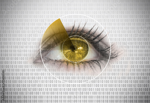 Photo: Close up of woman eye with a radar around it Close up of woman eye with a radar around it
