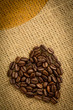 Heart made of roasted coffee beans