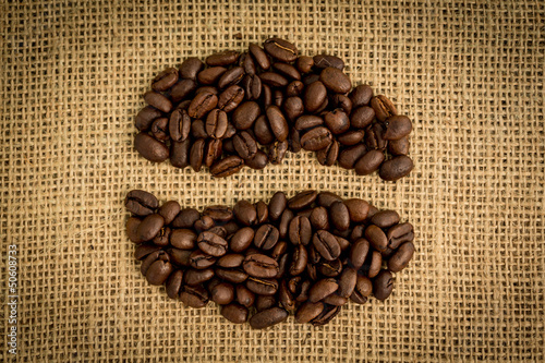 Photo: Coffee beans formed into shape Coffee beans formed into shape