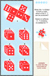 Visual math puzzle with red dice cubes