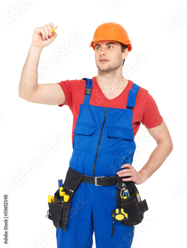 Photo: Worker drawing something on screen Worker drawing something on screen