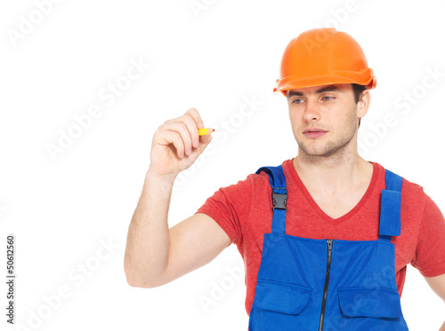 Photo: Worker drawing something on screen Worker drawing something on screen