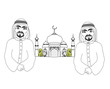 Muslim praying at Medina holy Islamic city
