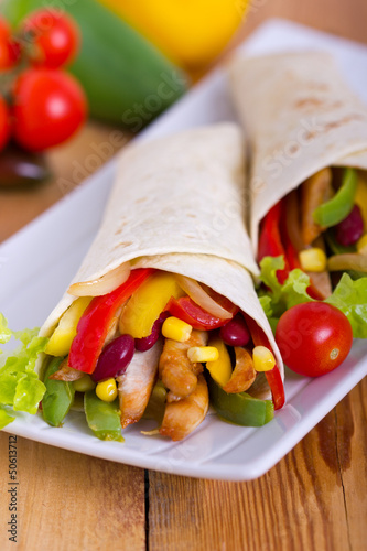 Photo: Mexican fajitas (tortilla wrap) Mexican fajitas (tortilla wrap)