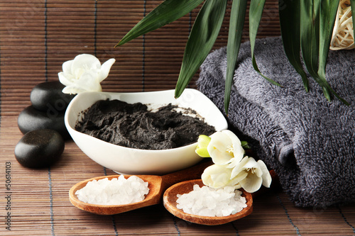 Photo: Composition with cosmetic clay for spa treatments, Composition with cosmetic clay for spa treatments,