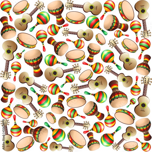 Vector: Guitar Maracas Bongo Pattern-Strumenti a Percussione Sfondo Guitar Maracas Bongo Pattern-Strumenti a Percussione Sfondo