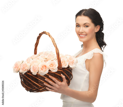Photo: woman with basket full of flowers woman with basket full of flowers