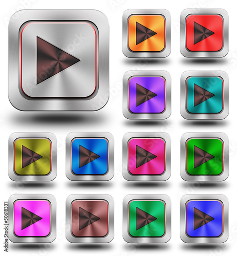 Illustration: Play aluminum glossy icons, crazy colors Play aluminum glossy icons, crazy colors